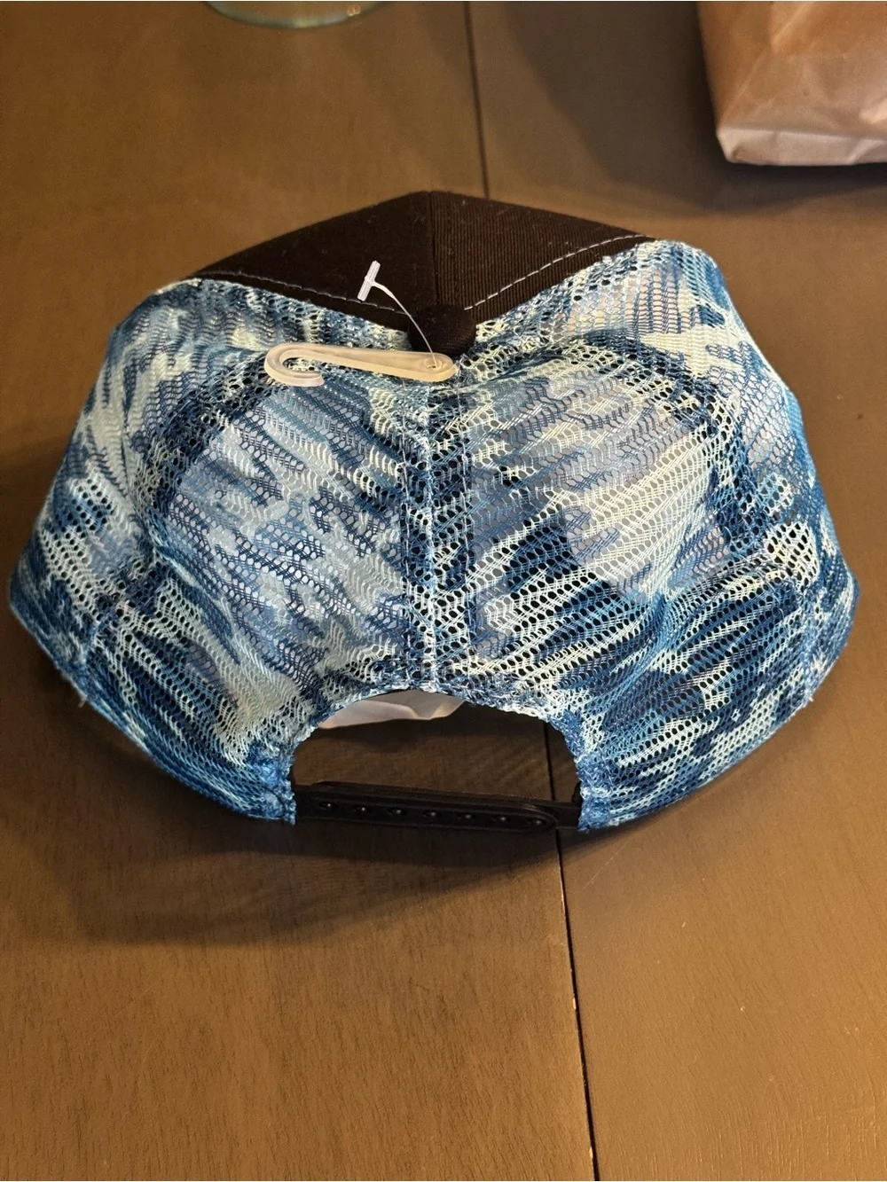 NWOT Pura Vida black & blue trucker hat, blue tie-dye mesh, adjustable band.